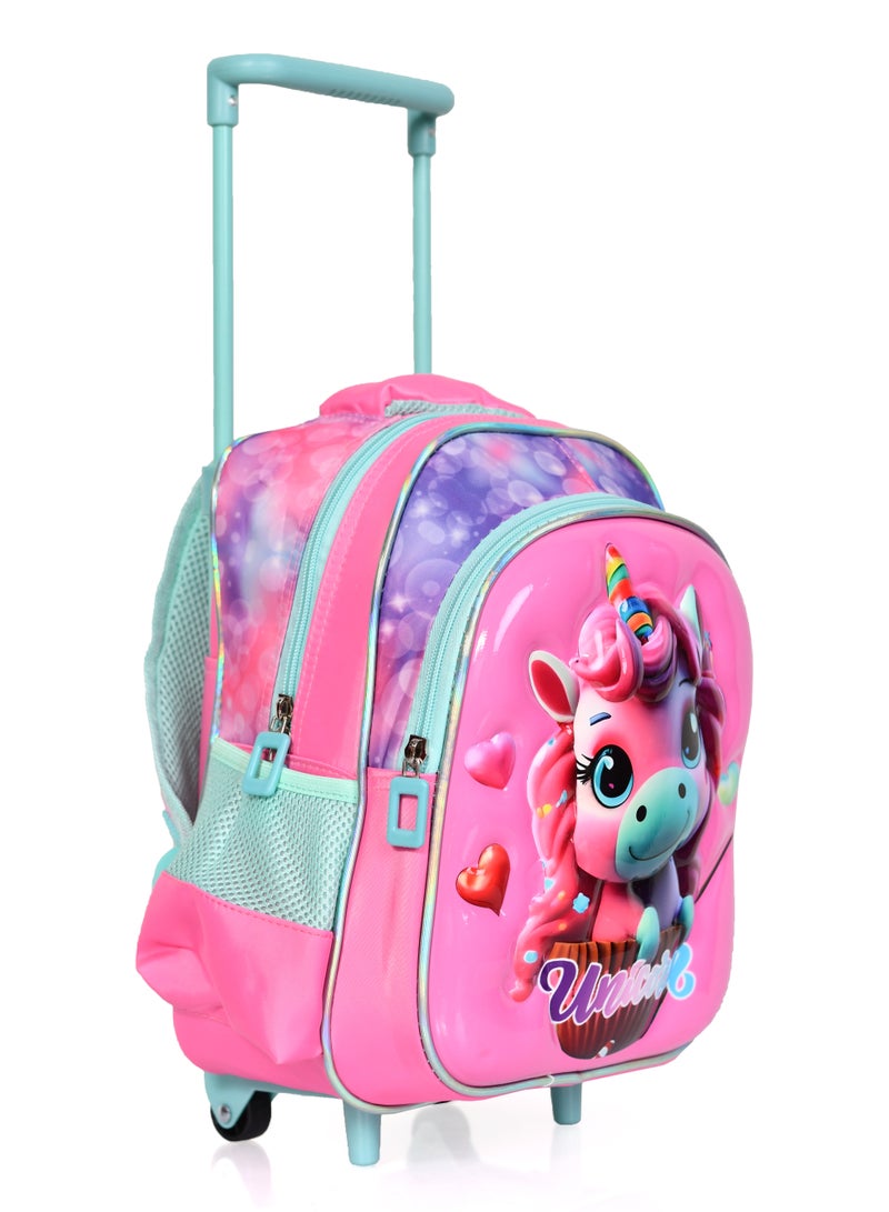 MORANO Girls School Rolling Trolley Bag with Pencil Case Size 12" - Pink  - Image 2