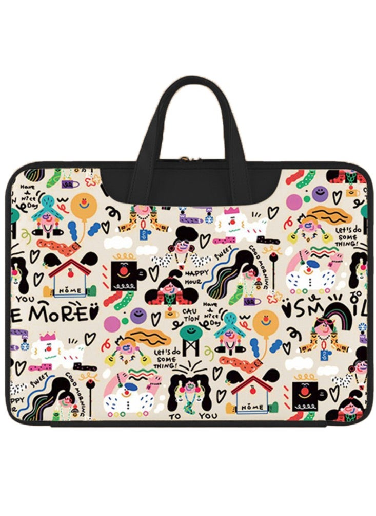 Generic Laptop Bag Sleeve 14/15 inch, Laptop Briefcase Multifunctional Large Capacity Sleeve Bag for 15.6 inch HP, Dell, Acer, Asus, Notebook, White & Black  - Image 1