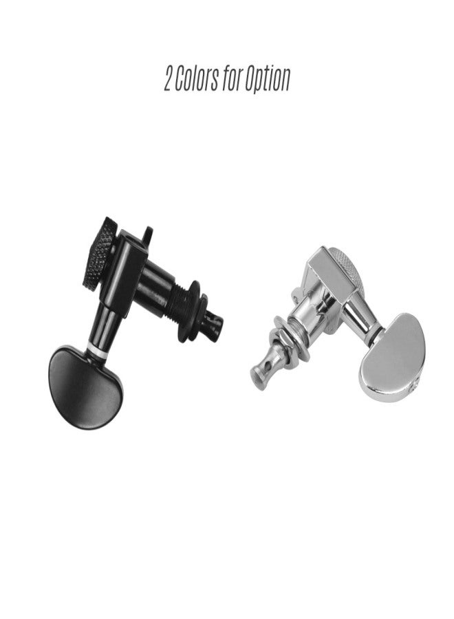Alloy Metal Electric Guitar Machine Heads Knobs String Tuning Peg Locking Tuners Pack of 6 Pieces 3L3R with Mounting Screws and Ferrules Silver - Image 4
