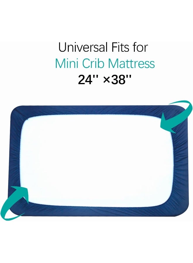 Biloban Mini Crib Mattress Protector Sheets Waterproof 2 Pack, Quilted Pack and Play Mattress Pad Cover Fits for Baby Mini Crib/Playen/Pack and Play Mattress, Grey & Navy, 38"x24" - Image 5