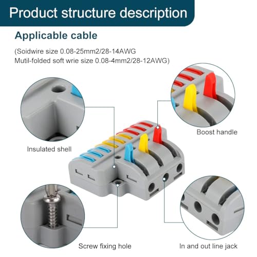 ZIVIK 3 in 9 Out Quick Wire Connector, 5 Pcs Releasable Cable Connector, Secure & Removable Electrical Connector, Effertless Electrical Connectors Wire Jointer Cable Conductor Clamp - Image 4