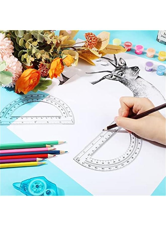 Arabest Set of 2 Clear 6 Inch Plastic Protractors for Geometry Classroom Students, Measure Angles up to 180 Degrees, Ideal for School and Office Supplies. - Image 4