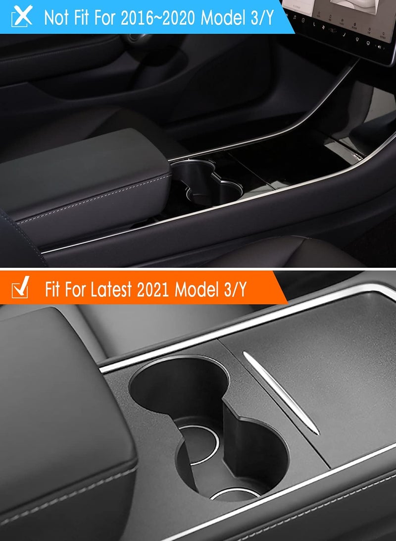 SOLARAE Center Console Wrap Kit for Tesla Model 3 / Model Y 2021 Matte Black Console Cover Interior Trim Wrap Kit for Tesla 2021 Accessories (Black) - Image 4