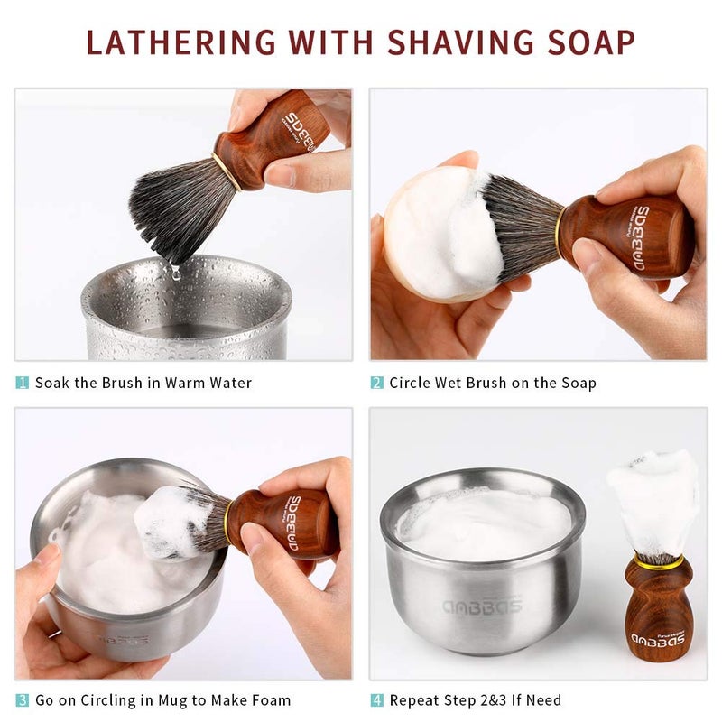 Anbbas Shaving Soap Goat Milk for Beard Barber Traditional Wet Shave (2pcs, 7 oz) - Image 3