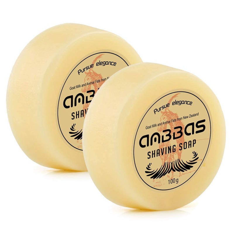 Anbbas Shaving Soap Goat Milk for Beard Barber Traditional Wet Shave (2pcs, 7 oz) - Image 1