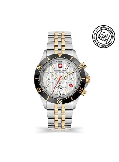 سويس ميليتري هانوا Flagship X Chrono 43mm Men's Watch with Two-tone Stainless Steel Bracelet