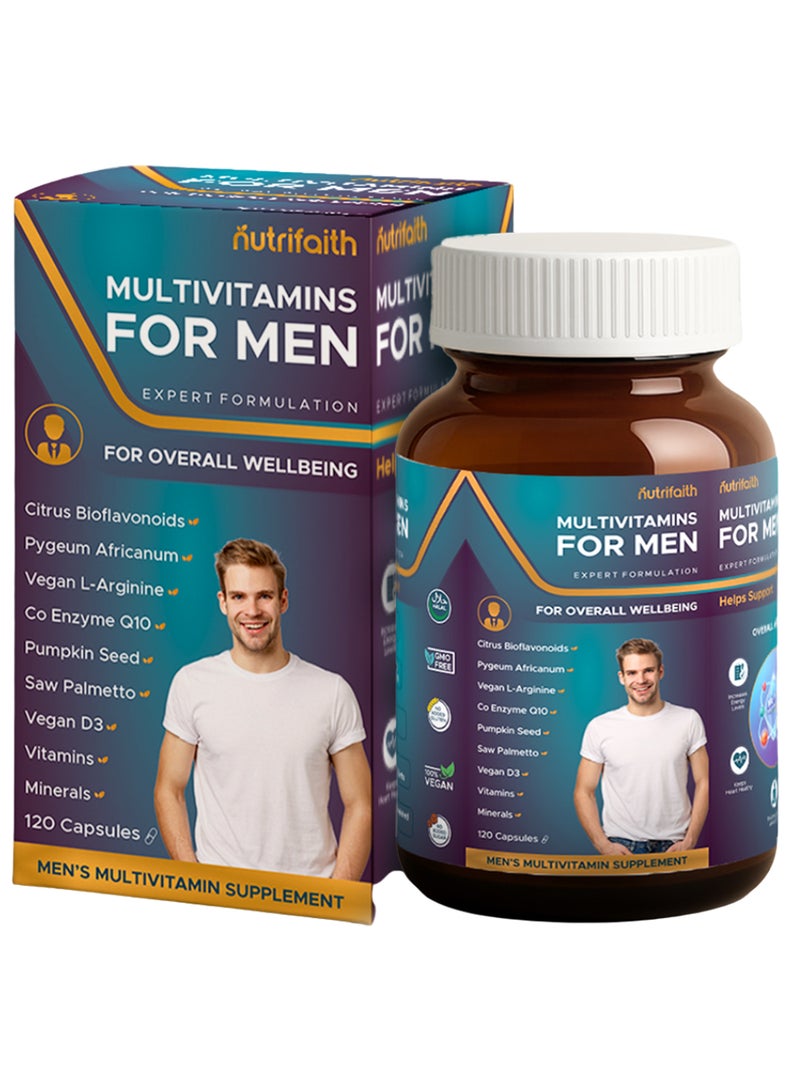 Nutrifaith Multivitamins for Men – Daily Men’s Vitamin & Mineral Supplement for Energy, Immunity & Vitality – 120 Tablets - Image 1