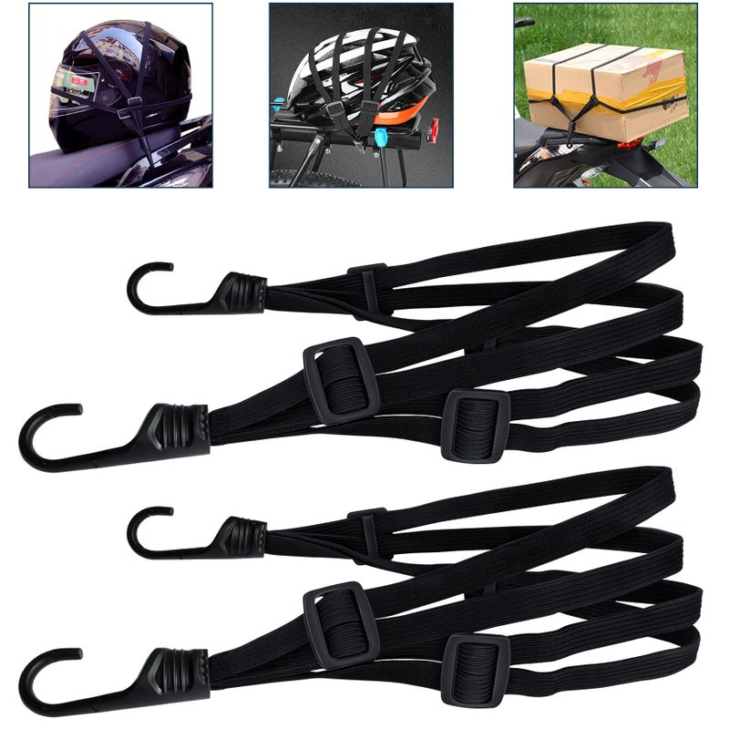 Generic Aibeli Pack of 2 Luggage Tensioners, Expander with Hooks, Lashing Straps with Hooks, Short Tie Down Straps with 4 Sliding Buckle, Tie Down Strap for Motorcycle, Bicycle, etc. (2 Pieces, 60 cm)  - Image 1
