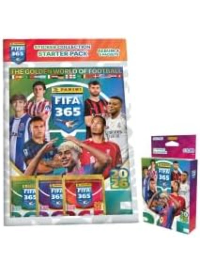 Panini FIFA 365 2026 Edition Sticker Album "The Golden World of Football" - Includes 2 packs (each pack contains 5 assorted stickers of world national team stars) - Image 1