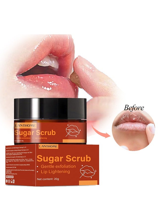Lanthome Sugar Scrub- Brown Sugar Lip Lightening Scrub，Lip Exfoliator and Moisturizer For Dry Chapped Lips 20g  - Image 1