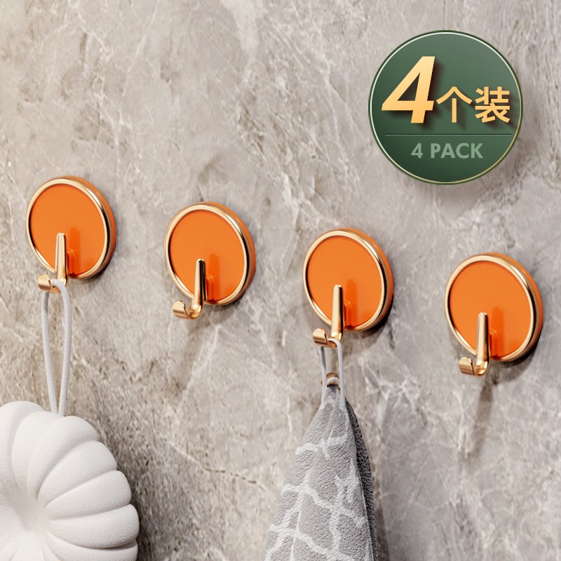 Light Luxury Hook Adhesive Strong Load-bearing Hanger Hook Toilet Wall Towel Clothes Wall Seamless Paste Orange 4 (carton packaging) Orange 4 (carton packaging)