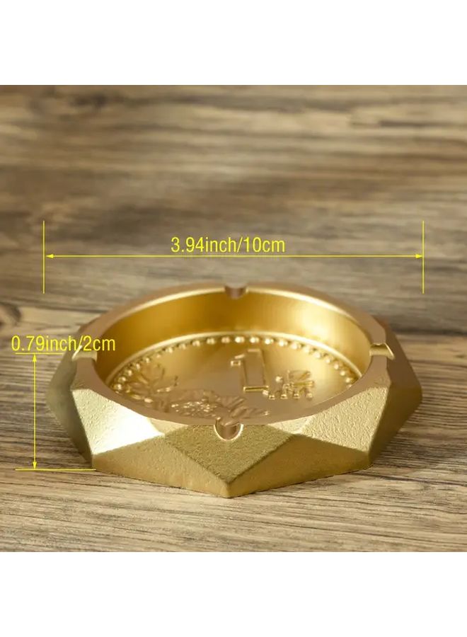 Chinese Style Brass Ashtray Four Slot Thickened Octagonal Design 3 94 Inch Diameter - Image 4