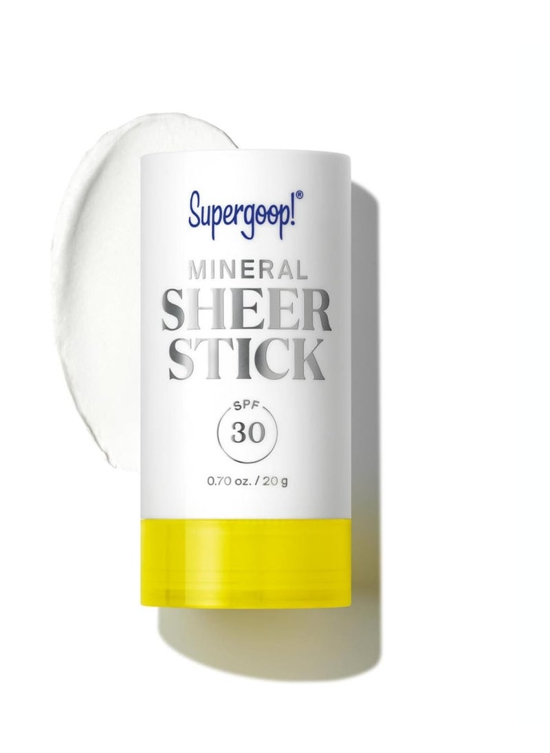 Supergoop! Supergoop! Mineral Sheer Stick SPF 30 Mineral Sunscreen - 100% Mineral, Broad Spectrum Sunscreen for Face & Body - Helps Filter Blue Light - Natural Finish - For All Skin Types - 0.7 fl oz  - Image 1