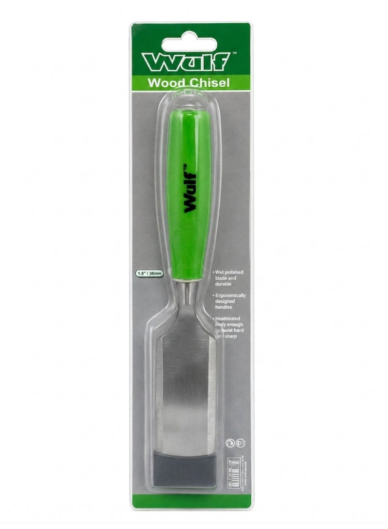 WULF 1.5-Inch 38mm Wood Chisel with Heavy-Duty Carbon Steel Blade & Ergonomic Grip Handle, Professional Carpentry Hand Tool for Woodworking, Carving, Crafting, Joinery & DIY Repair Projects - Image 1