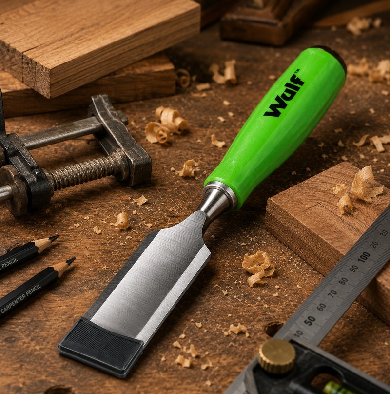 WULF 1.5-Inch 38mm Wood Chisel with Heavy-Duty Carbon Steel Blade & Ergonomic Grip Handle, Professional Carpentry Hand Tool for Woodworking, Carving, Crafting, Joinery & DIY Repair Projects - Image 3