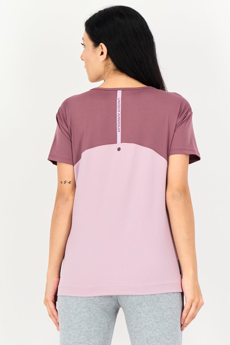 UNDER ARMOUR Women Loose Fit Short Sleeve Training T-Shirt, Mauve - Image 3