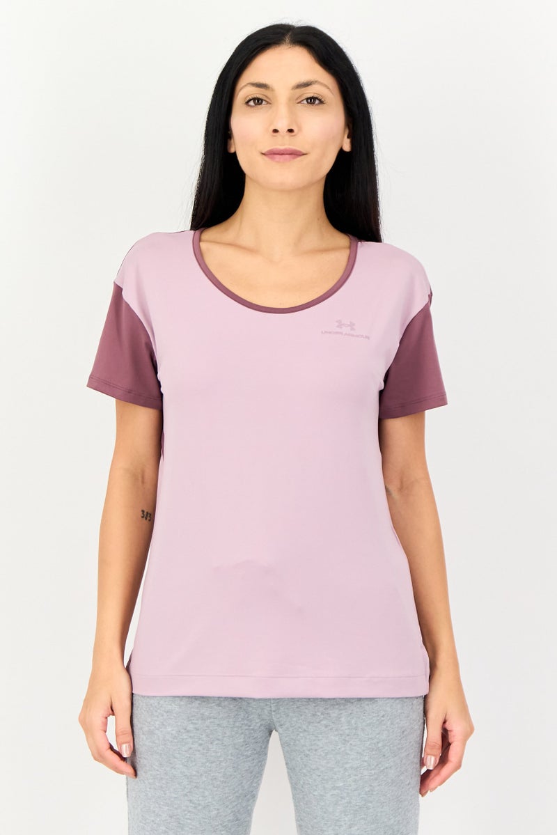 UNDER ARMOUR Women Loose Fit Short Sleeve Training T-Shirt, Mauve - Image 1