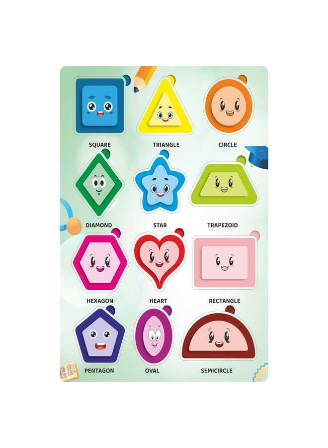 CRAFTICK Geometric Shapes and Colour Puzzle Educational Board for Kids Set of 1 Multicolor |Pre-School Toys for Children (Geometric Shapes and Colour) | Ideal for Gifting | Return Gift - Image 1
