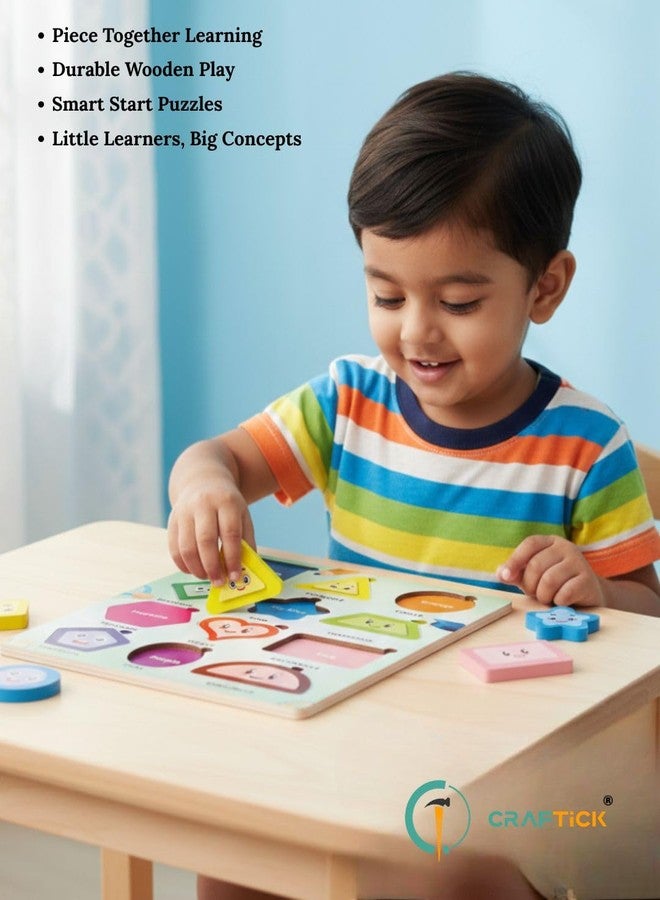 CRAFTICK Geometric Shapes and Colour Puzzle Educational Board for Kids Set of 1 Multicolor |Pre-School Toys for Children (Geometric Shapes and Colour) | Ideal for Gifting | Return Gift - Image 4