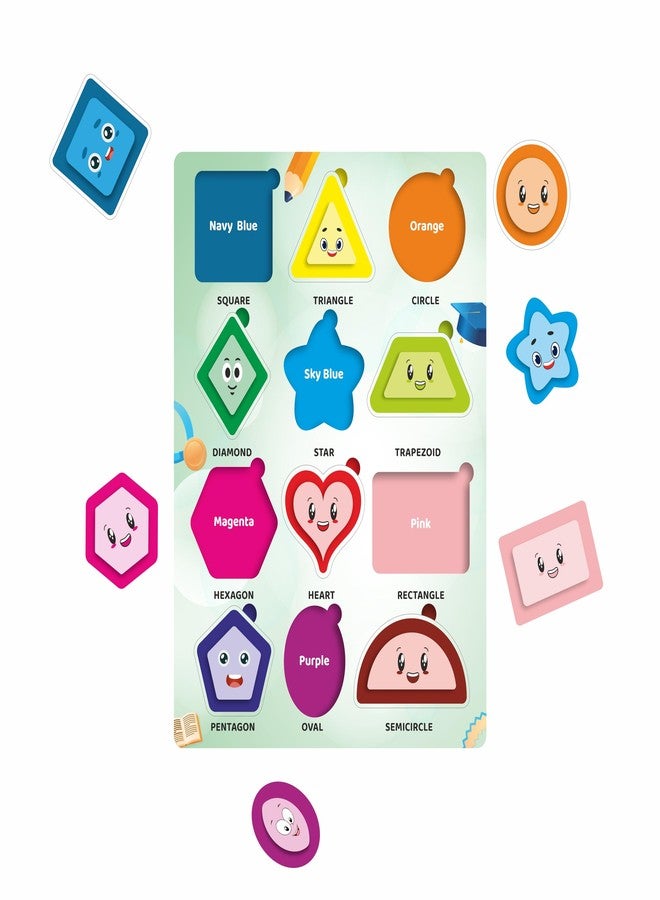 CRAFTICK Geometric Shapes and Colour Puzzle Educational Board for Kids Set of 1 Multicolor |Pre-School Toys for Children (Geometric Shapes and Colour) | Ideal for Gifting | Return Gift - Image 3