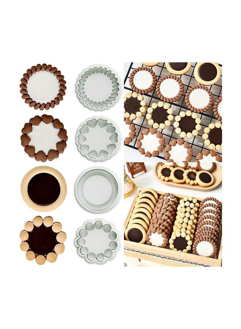 general 3D flower biscuit cutter, jam biscuit cutter for baking plastic biscuit stamp biscuit press mould sandwich biscuit jam biscuit cutter plunger biscuit moulds home kitchen fondant moulds - Image 1