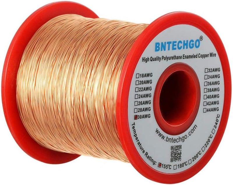 BNTECHGO 30 AWG Magnet Wire - Enameled Copper Wire - Enameled Magnet Winding Wire - 1.0 lb - 0.0098" Diameter 1 Spool Coil Natural Temperature Rating 155℃ Widely Used for Transformers Inductors - Image 1