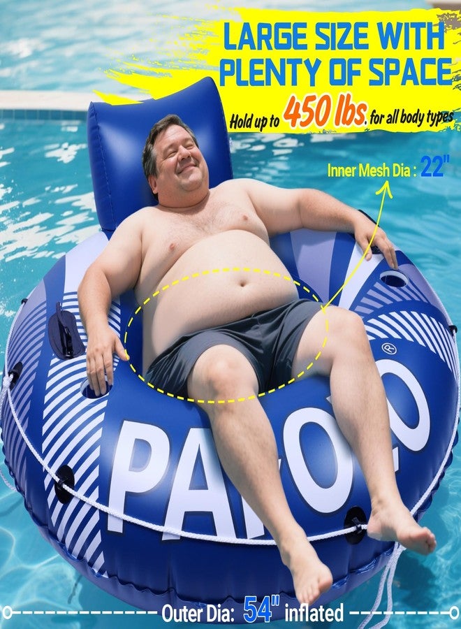 Pafolo Pool Float Adult, Inflatable River Tube Float, River Tubes for Floating Heavy Duty with Mesh Bottom, Comfortable Backrest & 2 Cup Holders & Durable Grab Handles,450 lbs Weight Capacity - Image 4