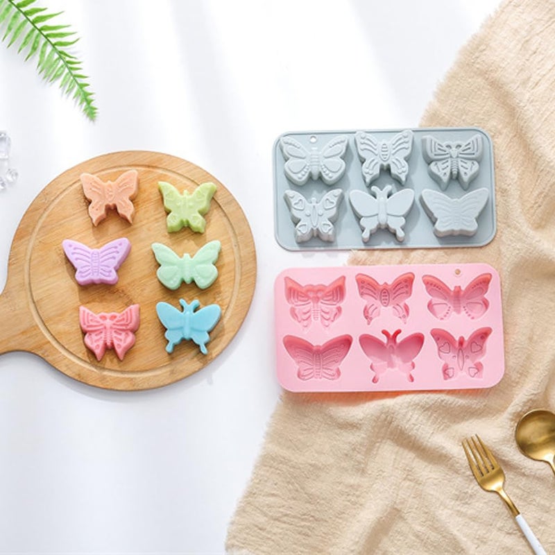 Arvintas 2 PACK 6 Design Butterfly Shaped Silicone Molds, 3D Butterfly Themed Baking Mould Tray DIY Baking Tool for Chocolate Cake Dessert Candy Mousse Pastry Candy Polymer - Image 3