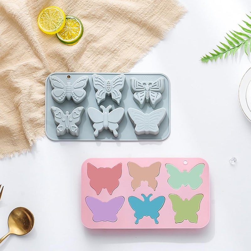 Arvintas 2 PACK 6 Design Butterfly Shaped Silicone Molds, 3D Butterfly Themed Baking Mould Tray DIY Baking Tool for Chocolate Cake Dessert Candy Mousse Pastry Candy Polymer - Image 4