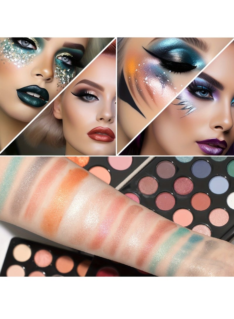 127Pcs/Set Idea Makeup Gift Box For Mother's Day Multi-Functional Make Up Case Set With Mirror  Brush Eyeshadow Lipstick Mascara Lip Liner Lip Gloss All In One Simplicity Silvery Ladies Cosmetics Se - Image 4