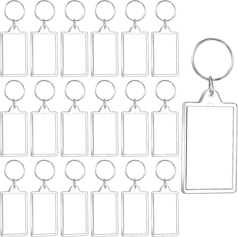 wutfuooo 150 Pack Clear Acrylic Photo Picture Keychain Blank Photo Insert Keyring DIY Personalize Favor, Transparent, 2x1.3 inch - Image 1