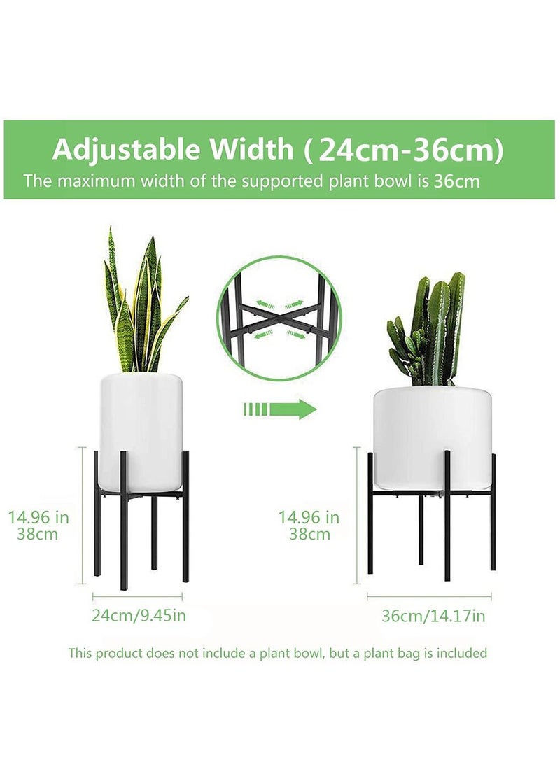 HomarKet Metal Plant Stand Width Adjustable for 24 to 36cm Stable Plant Holder Fit Medium and Large Pots for Corner Display Modern Indoor Plant Stand for Multiple Plants  - Image 3