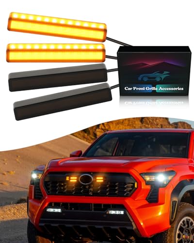 OKLSG 4Pcs Amber Grill Lights for 2024 2025 Toyota Tacoma LED Grille Marker Light 4th Gen Tacoma Accessories Front Bumper Raptor Lamp - Image 1