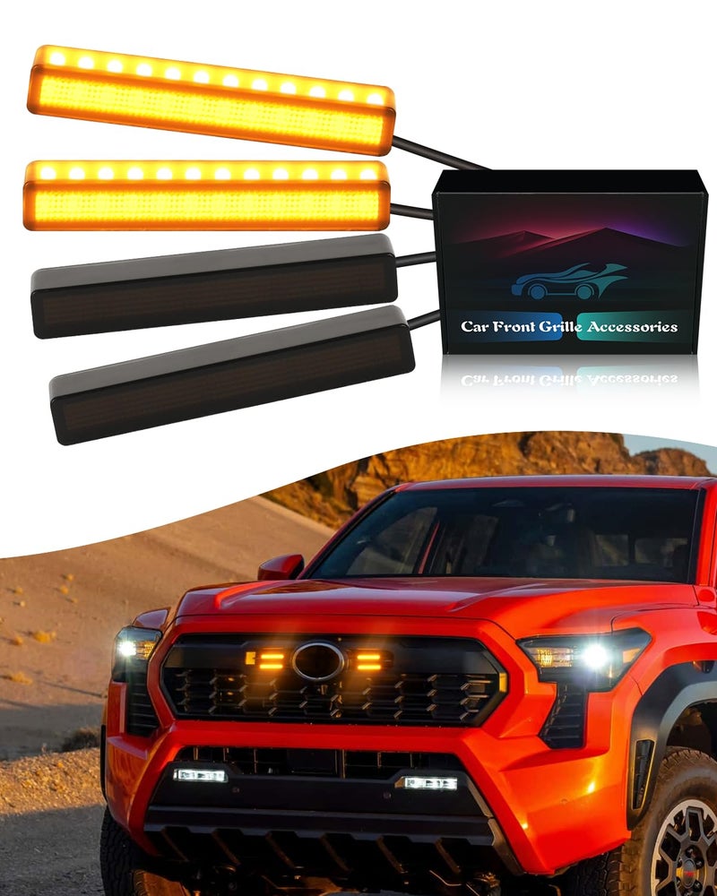 OKLSG 4Pcs Amber Grill Lights for 2024 2025 Toyota Tacoma LED Grille Marker Light 4th Gen Tacoma Accessories Front Bumper Raptor Lamp - Image 2