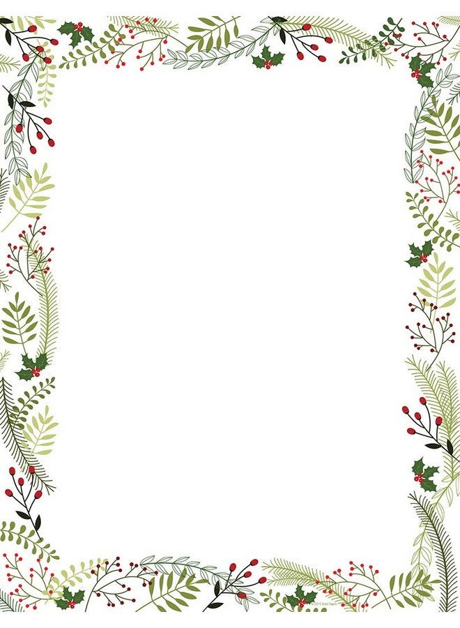 Great Papers! Merry Twigs & Holly Letterhead, 8.5" x 11", 80 Count (2019108),Red/white/green - Image 1