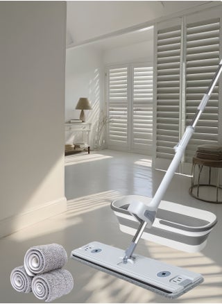 Self Wringing Flat Mop and Folding Bucket Microfiber Mop Pads Hand Free Wringing Floor Clean Mop with 3 Pads for Hardwood Laminate Tile Floor and Window Cleaning - pzsku/Z4585789FB86B37D2FA46Z/45/_/1734352932/642a5190-e39f-41dd-af22-29f25c88d8f2