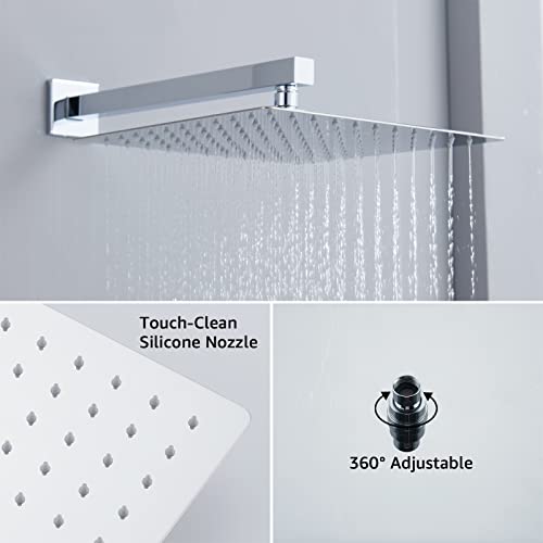 Iriber Chrome Shower System 10 Inch High Pressure Rainfall Shower Head and Shower Faucet Combo Set - Image 3