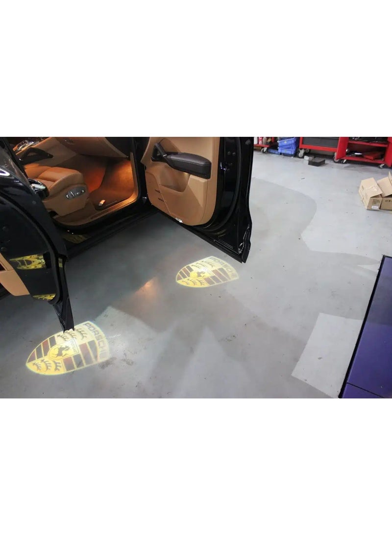 فيريكس ضوء عرض شعار الترحيب لباب السيارة لسيارات بورشه باناميرا 970 بوكستر 986 987 كايمان 987 911 997 | مصباح تحذير ليزر ثلاثي الأبعاد مع عرض الشعار (شعار بورشه) - Image 1