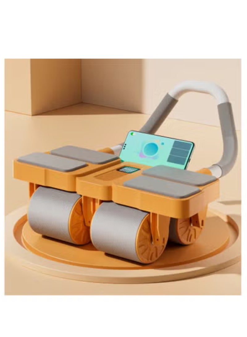 سبال بكرة تمارين البطن ذات الأربع عجلات مع وسادات الكوع - جهاز تدريب أساسي تلقائي الارتداد للياقة البدنية في المنزل وتدريب القوة، مصنوع من مادة البولي فينيل كلوريد المتينة