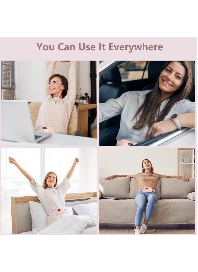 Arabest - وسادة تسخين لاسلكية محمولة للحيض، وسادة تدليك كهربائية لاسلكية لتخفيف آلام أسفل الظهر، تشنجات فترة البطن، جهاز مريح للبطن، حزام خصر لتدفئة USB، 3 مستويات للحرارة 4 أوضاع (وردي) - Image 1
