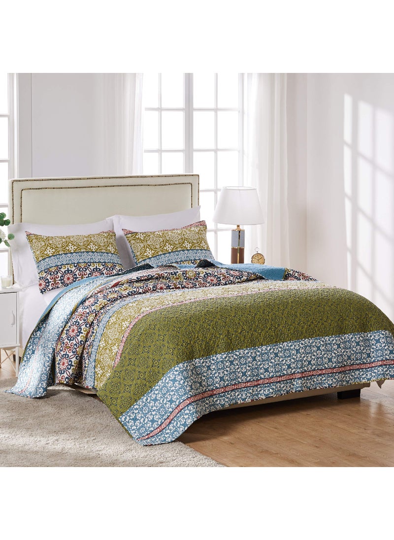 Greenland Home Fashions Greenland Home ShangriLa Quilt Set 3Piece FullQueen Multi 