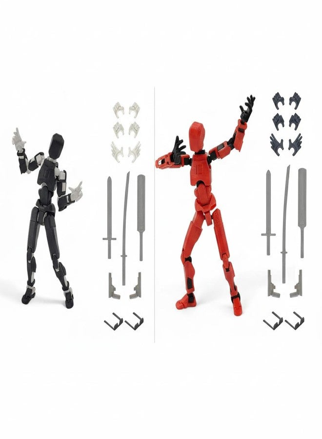 HEYNZ Fully Articulated Action Figure, 3D Printed Robot Assembly Kit, 5.4 Inch, Poseable DIY Collectible Model, Black White Red - Image 1
