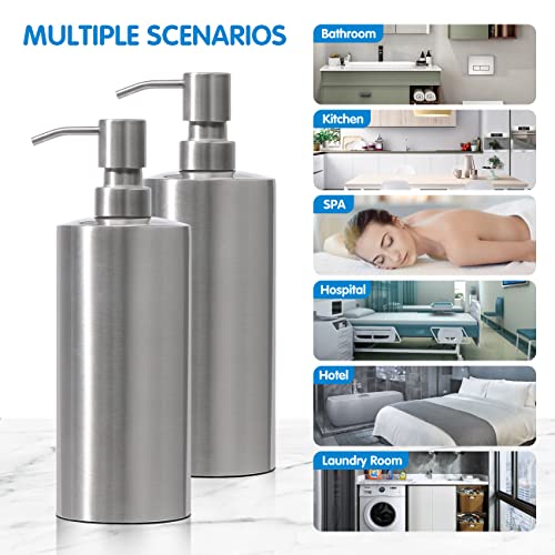 ARKTEK Large Stainless Steel Countertop Soap Dispenser - Rust and Leak Proof Liquid Hand Soap Pump Bottle for Kitchen, Bathroom and Countertop Hand Dish Lotion (20 Oz / 600 ml) - Image 5