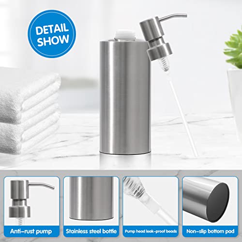 ARKTEK Large Stainless Steel Countertop Soap Dispenser - Rust and Leak Proof Liquid Hand Soap Pump Bottle for Kitchen, Bathroom and Countertop Hand Dish Lotion (20 Oz / 600 ml) - Image 3