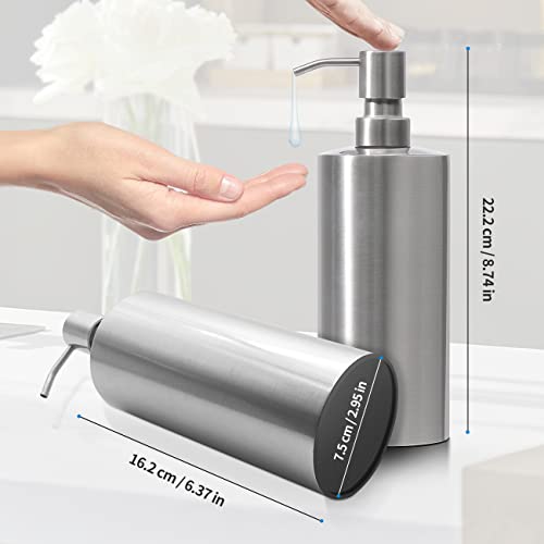 ARKTEK Large Stainless Steel Countertop Soap Dispenser - Rust and Leak Proof Liquid Hand Soap Pump Bottle for Kitchen, Bathroom and Countertop Hand Dish Lotion (20 Oz / 600 ml) - Image 4