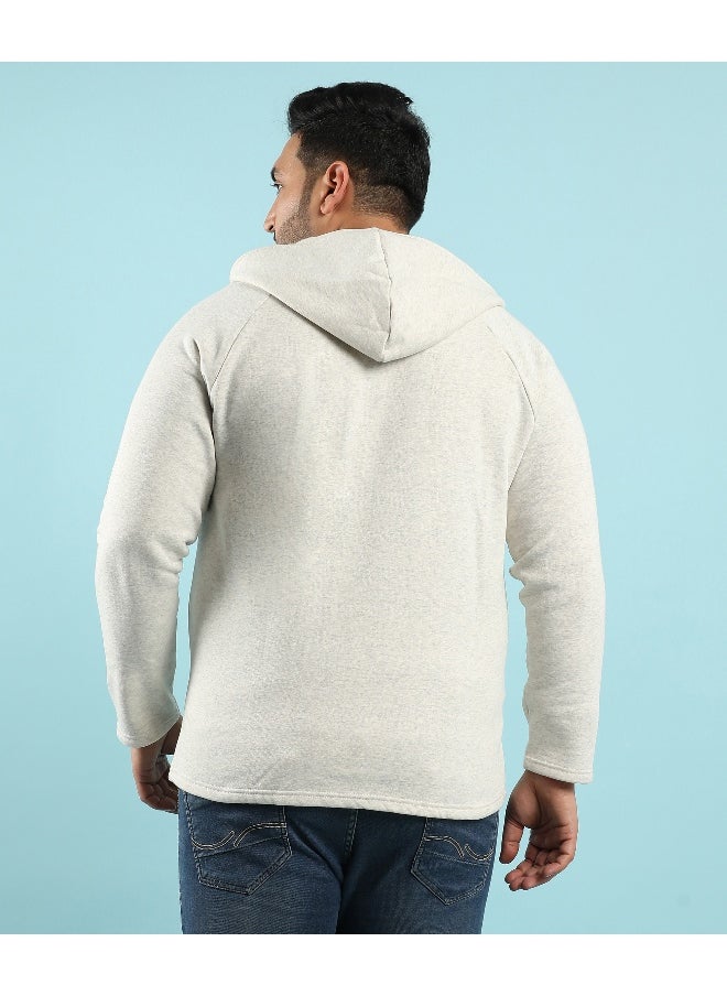 Instafab Plus - Instafab Plus Men's Light Grey Double-Breasted Jacket With Hoodie - Image 1