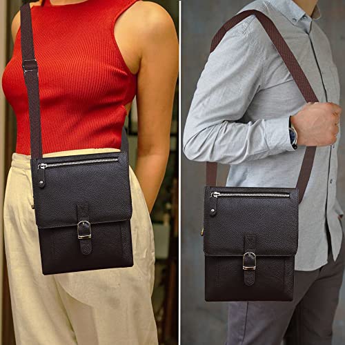 ABYS Genuine Leather Coffee Brown Messenger Bag||Neck Pouch for Men & Women - Image 4