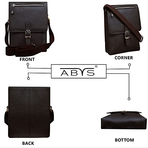 ABYS Genuine Leather Coffee Brown Messenger Bag||Neck Pouch for Men & Women - Image 5