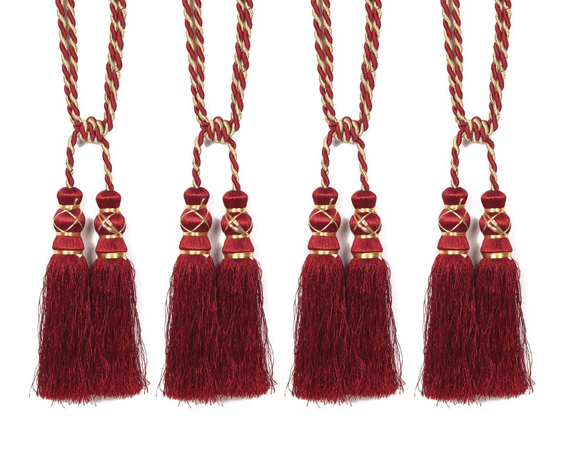 HFI Polyester Blend Curtain Tie Backs, Maroon- 4 Pieces - Image 4