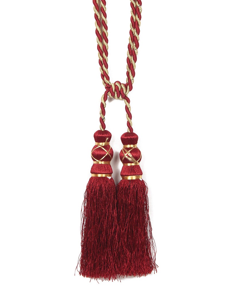 HFI Polyester Blend Curtain Tie Backs, Maroon- 4 Pieces - Image 2